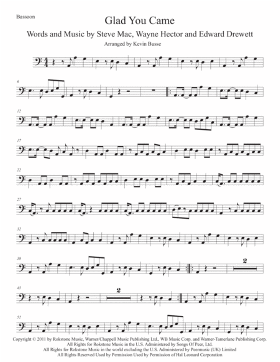 Glad You Came Glad You Came Bassoon Solo scores gallery preview page 1