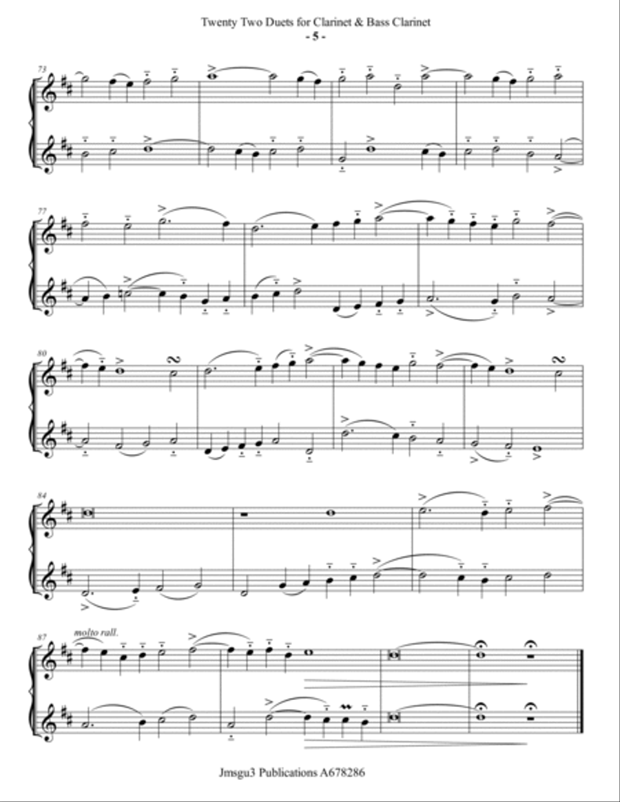 Josquin: 22 Duets for Clarinet & Bass Clarinet Clarinet Duet scores gallery preview page 5