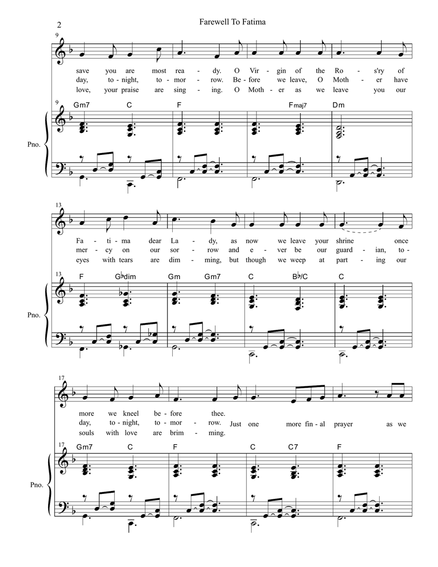 Farewell To Fatima (2-part choir) 2-Part scores gallery preview page 2