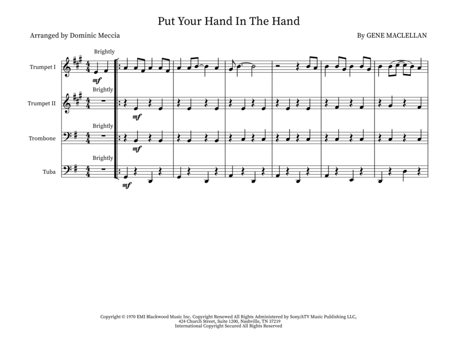 Put Your Hand In The Hand Small Ensemble scores gallery preview page 1