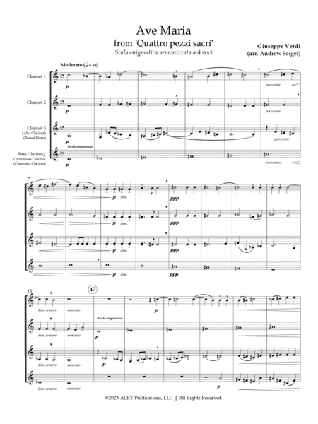 Ave Maria for Clarinet Quartet (or Choir)