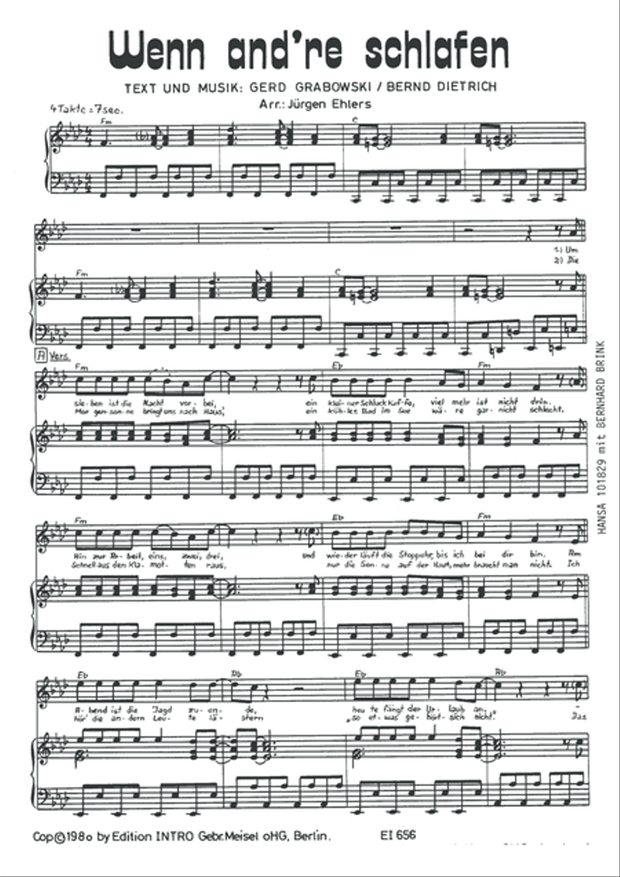Wenn and're schlafen Wenn and're schlafen Piano, Vocal scores gallery preview page 3