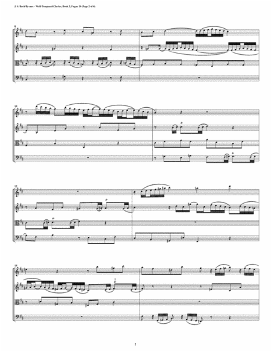 Fugue 20 from Well-Tempered Clavier, Book 2 (String Quartet) String Quartet scores gallery preview page 2