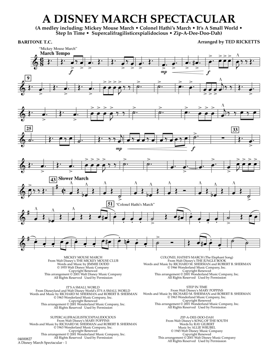 A Disney March Spectacular - Baritone T.C. Baritone Horn TC scores gallery preview page 1
