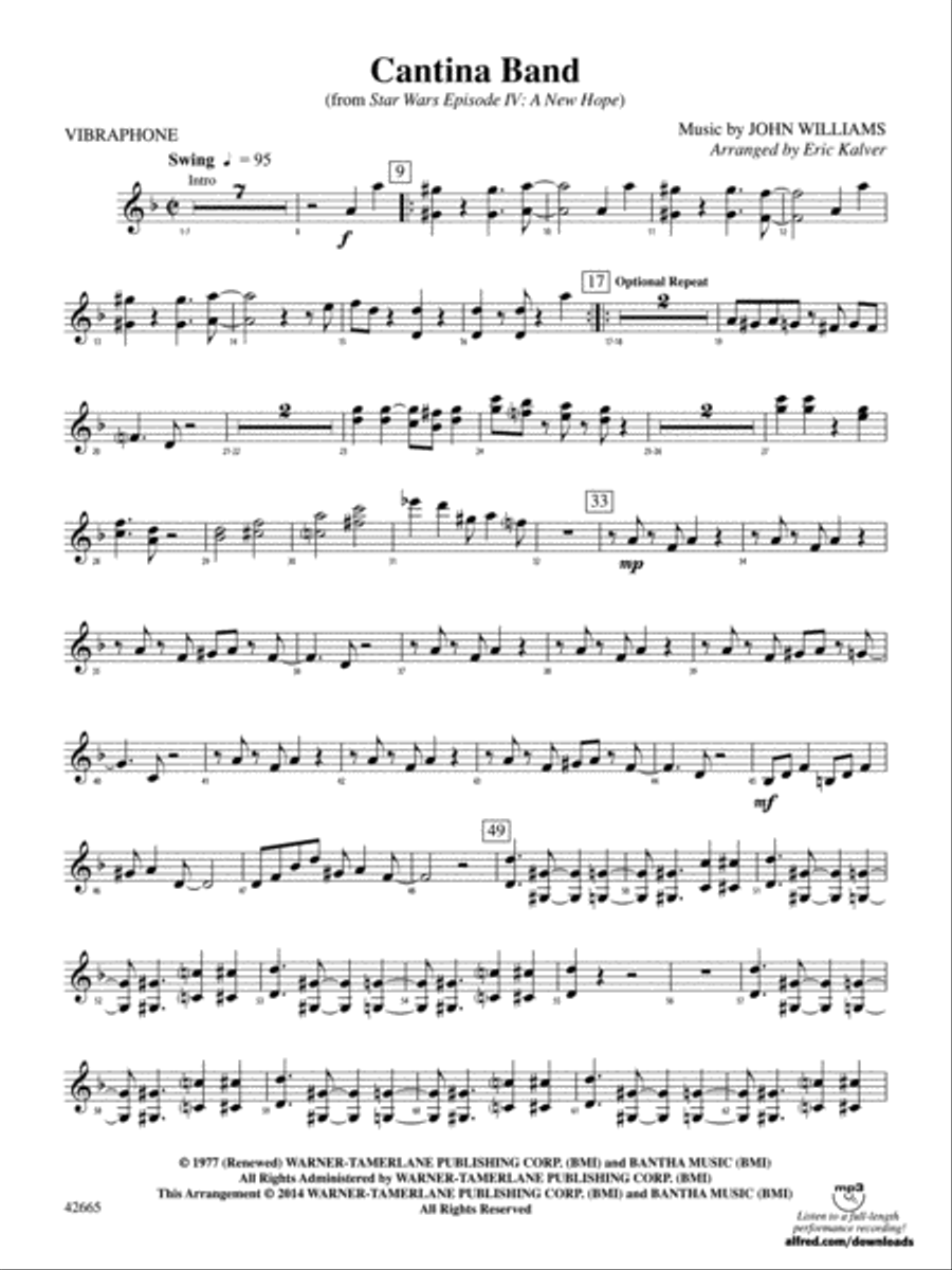 Cantina Band (from Star Wars Episode IV: A New Hope): Vibraphone Percussion Ensemble scores gallery preview page 1