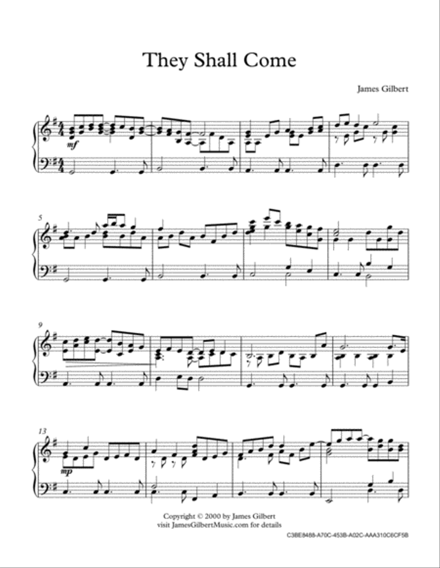 They Shall Come They Shall Come Piano Solo scores gallery preview page 2