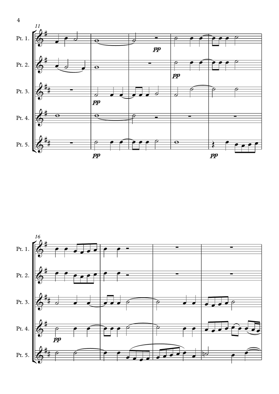 Monteverdi Second Book of Madrigals - No 14 Ecco mormorar l'onde Brass Ensemble scores gallery preview page 4