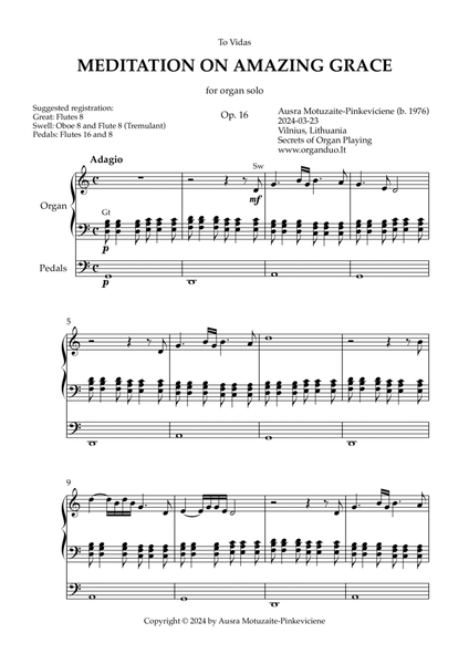 Meditation on Amazing Grace, Op. 16 (Organ Solo) by Ausra Motuzaite-Pinkeviciene