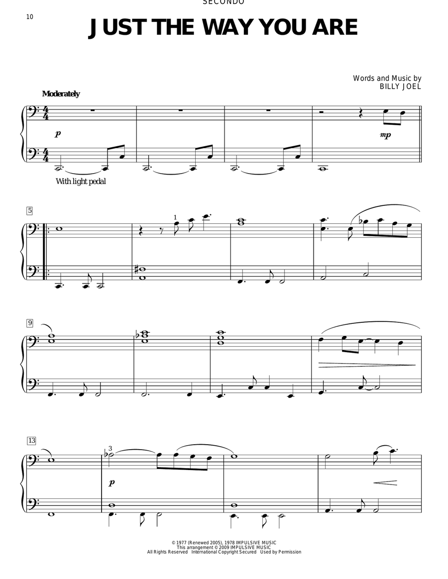 Just The Way You Are Piano Duet scores gallery preview page 1