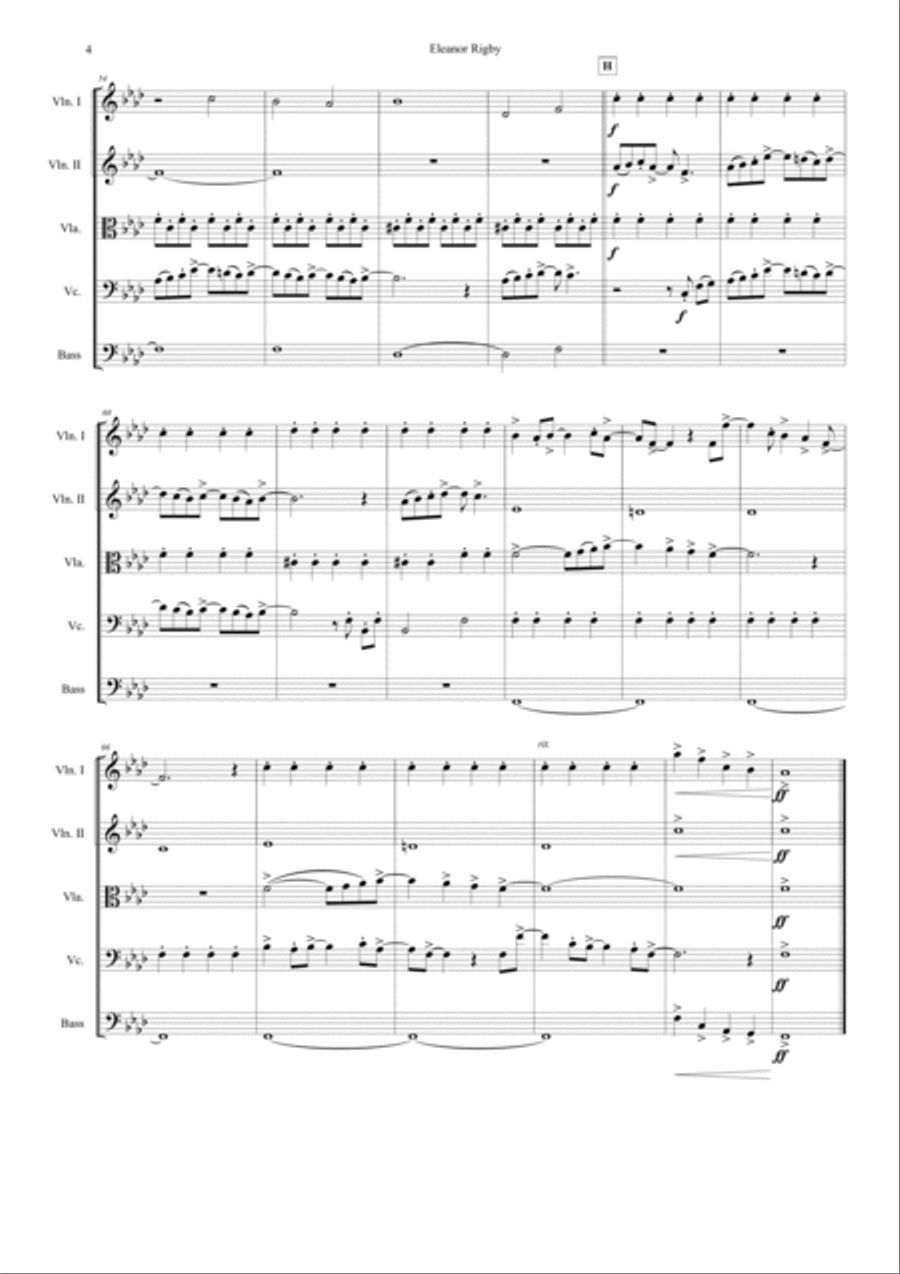 Eleanor Rigby String Quintet scores gallery preview page 4