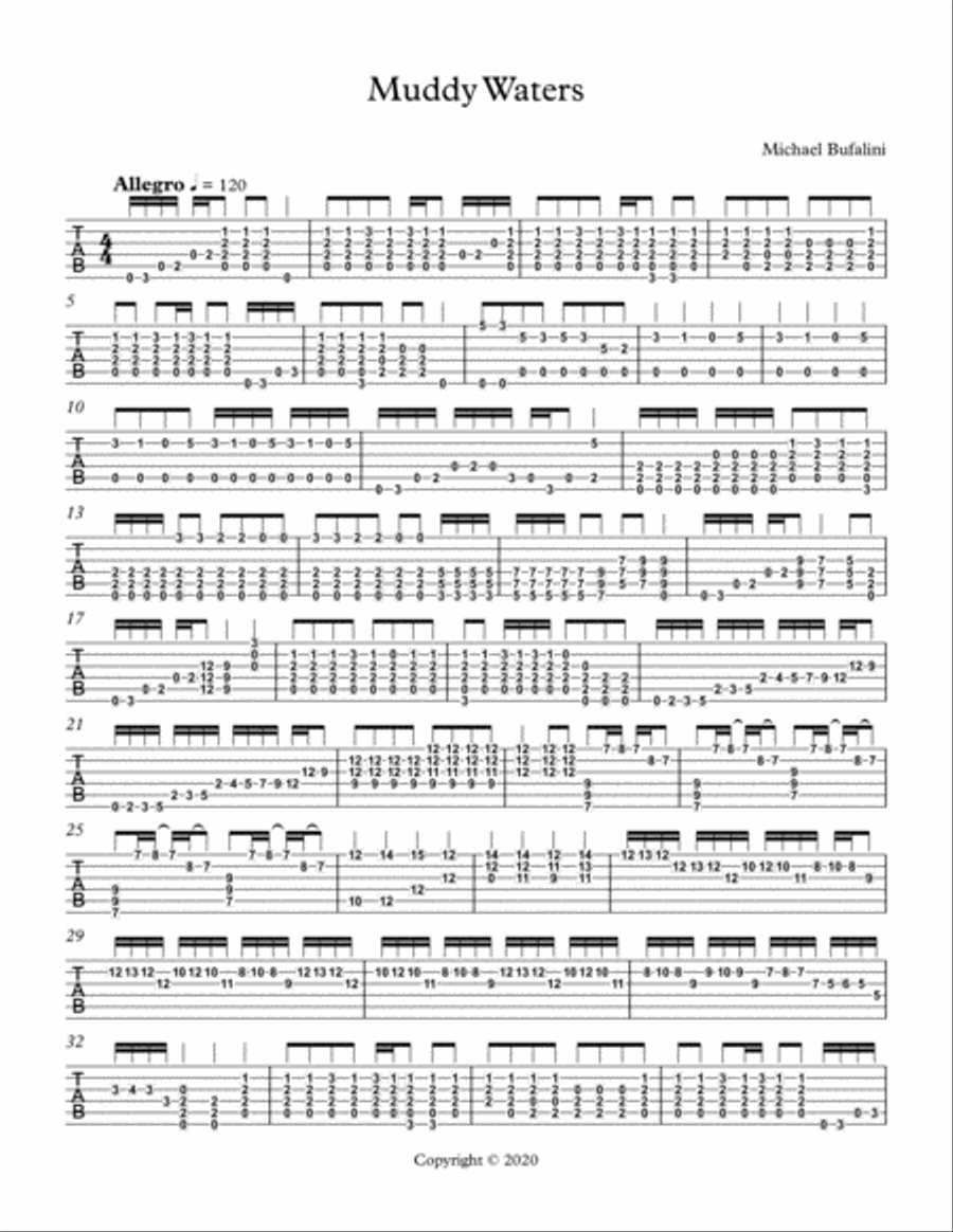 Muddy Waters Guitar Tablature scores gallery preview page 1