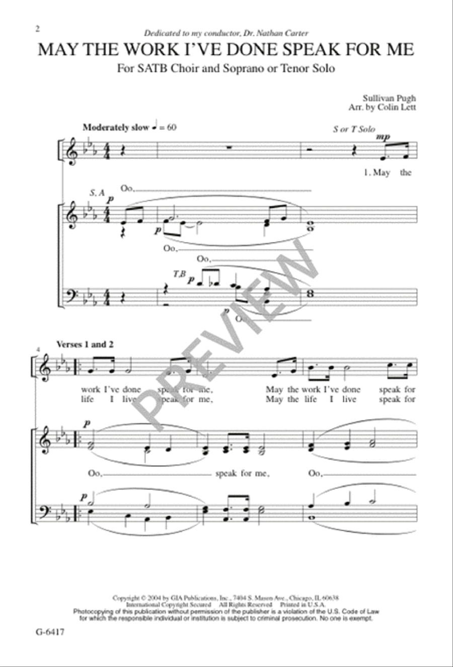 May the Work I've Done Speak for Me 4-Part scores gallery preview page 2
