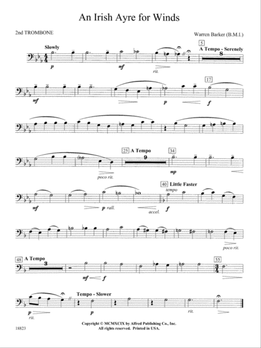 Irish Ayre for Winds: 2nd Trombone Concert Band scores gallery preview page 1