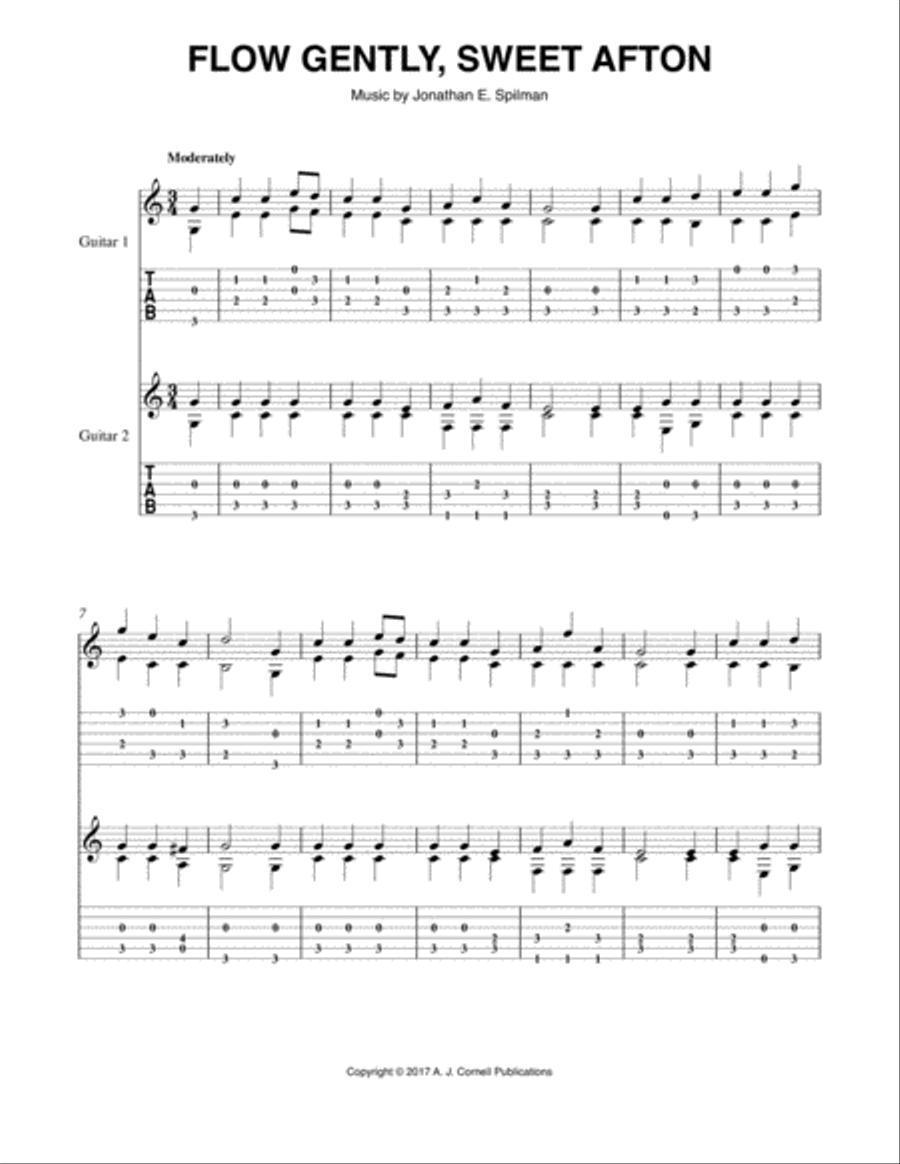 Flow Gently, Sweet Afton Acoustic Guitar scores gallery preview page 1