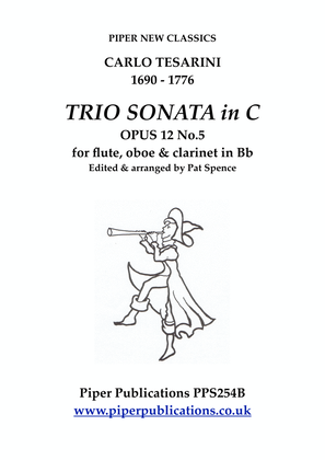 Book cover for TESSARINI TRIO SONATA IN C OPUS 12 No. 5 for flute, oboe & clarinet