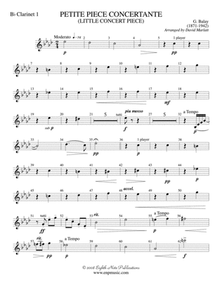 Petite Piece Concertante (Little Concert Piece) (Solo Cornet and Concert Band): 1st B-flat Clarinet