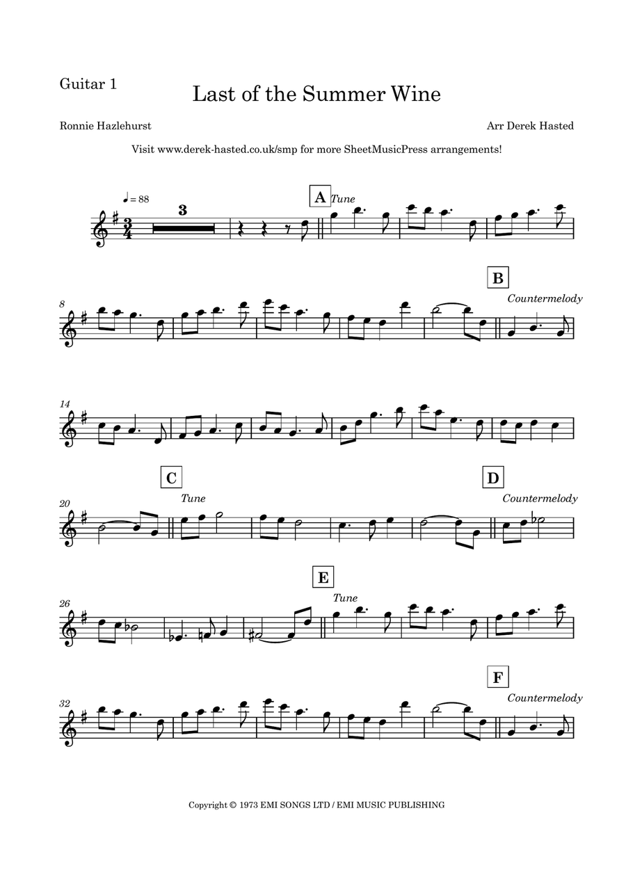 Last Of The Summer Wine Theme Guitar Ensemble scores gallery preview page 4