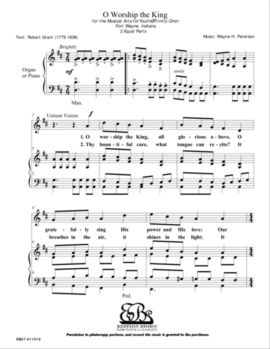 O Worship the King Choir scores gallery preview page 2