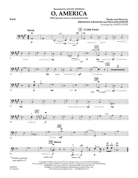 O, America - Bass by Celtic Woman Part - Digital Sheet Music