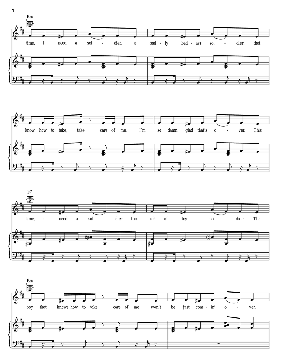 Toy Soldier Piano, Vocal, Guitar scores gallery preview page 4