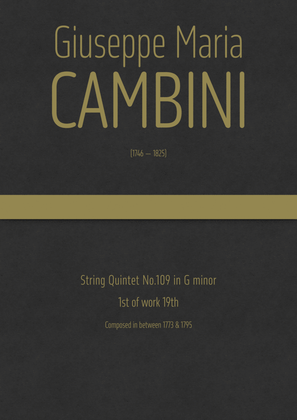 Cambini - String Quintet No.109 in G minor ; 1st of work 19th