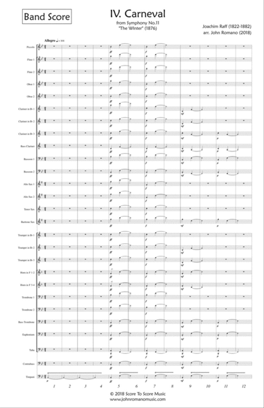 Joachim Raff - Winter Symphony Mvt.4 (Carnival) - SCORE ONLY Concert Band scores gallery preview page 1