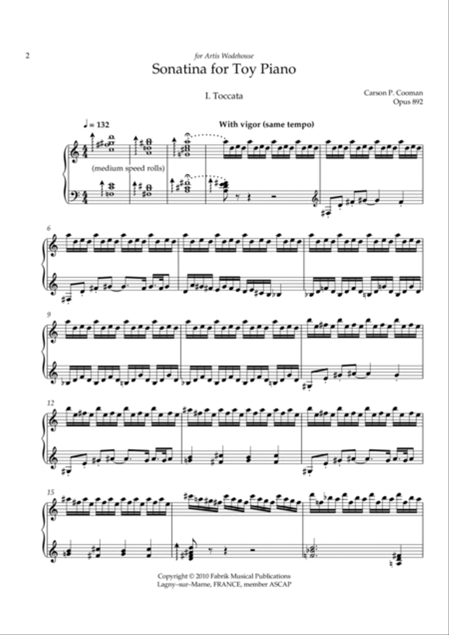 Carson Cooman - Sonatina for toy piano Piano Solo scores gallery preview page 2