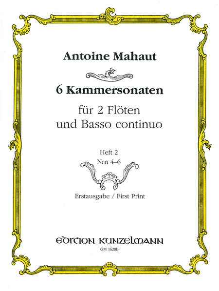 6 chamber sonatas for 2 flutes and basso continuo, Volume 2