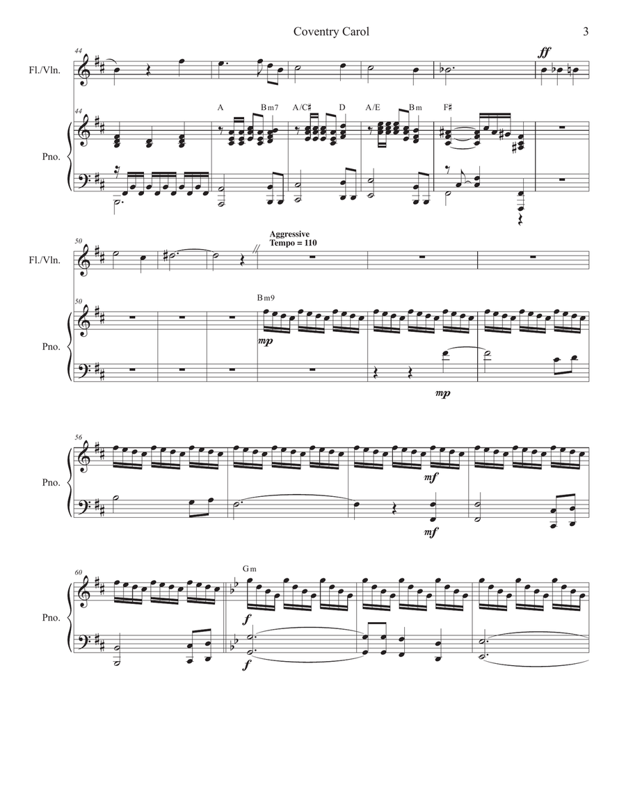 Coventry Carol (Flute or Violin solo and Piano) Coventry Carol (Flute or Violin solo and Piano) Flute scores gallery preview page 4