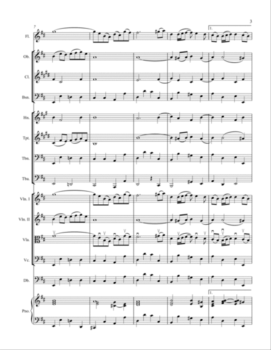 Air from Second Movement of Orchestral Suite No. 3 BWV 1068 Full Orchestra scores gallery preview page 3