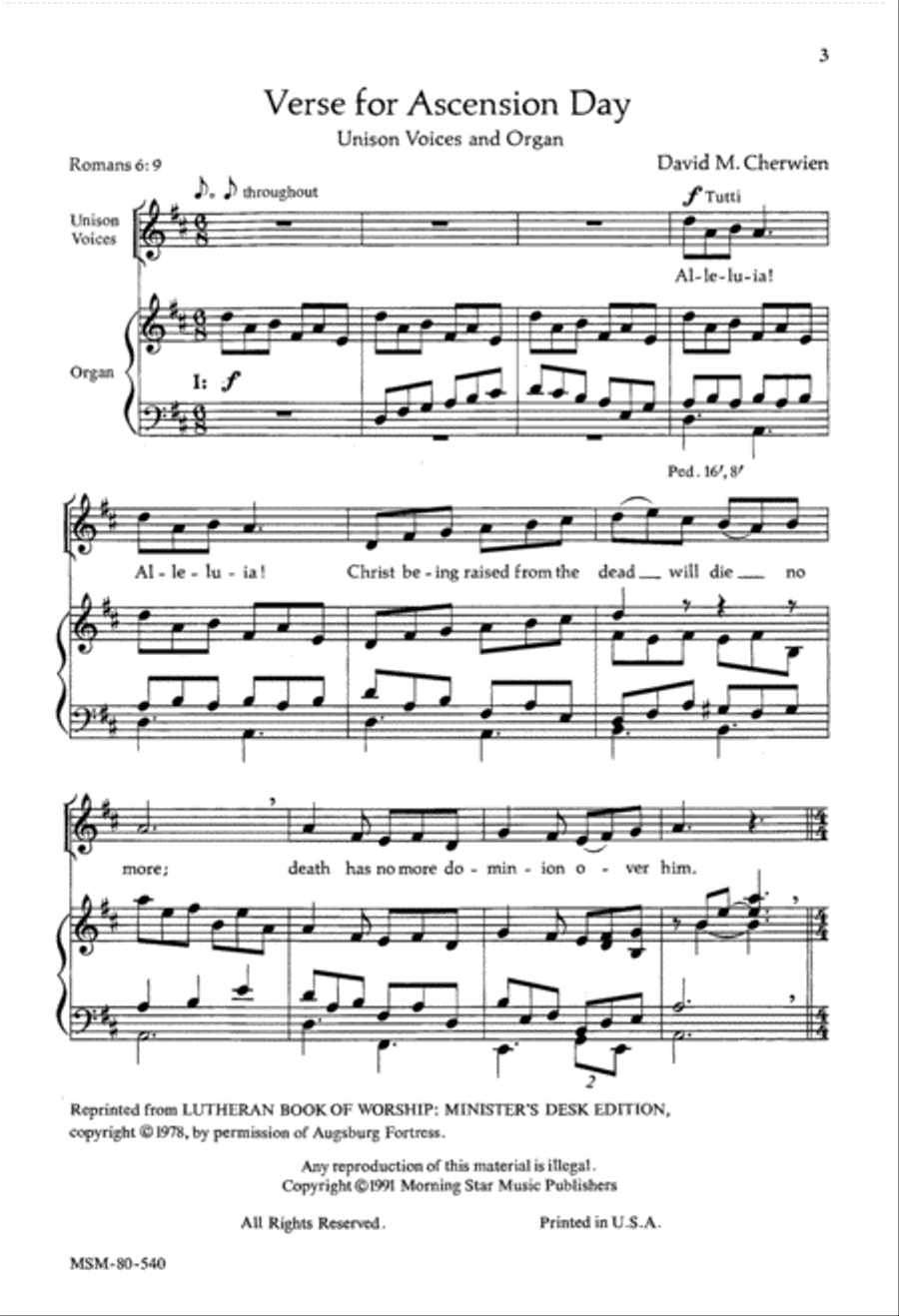 Verses for Ascension, Pentecost and Trinity Unison Choir scores gallery preview page 2