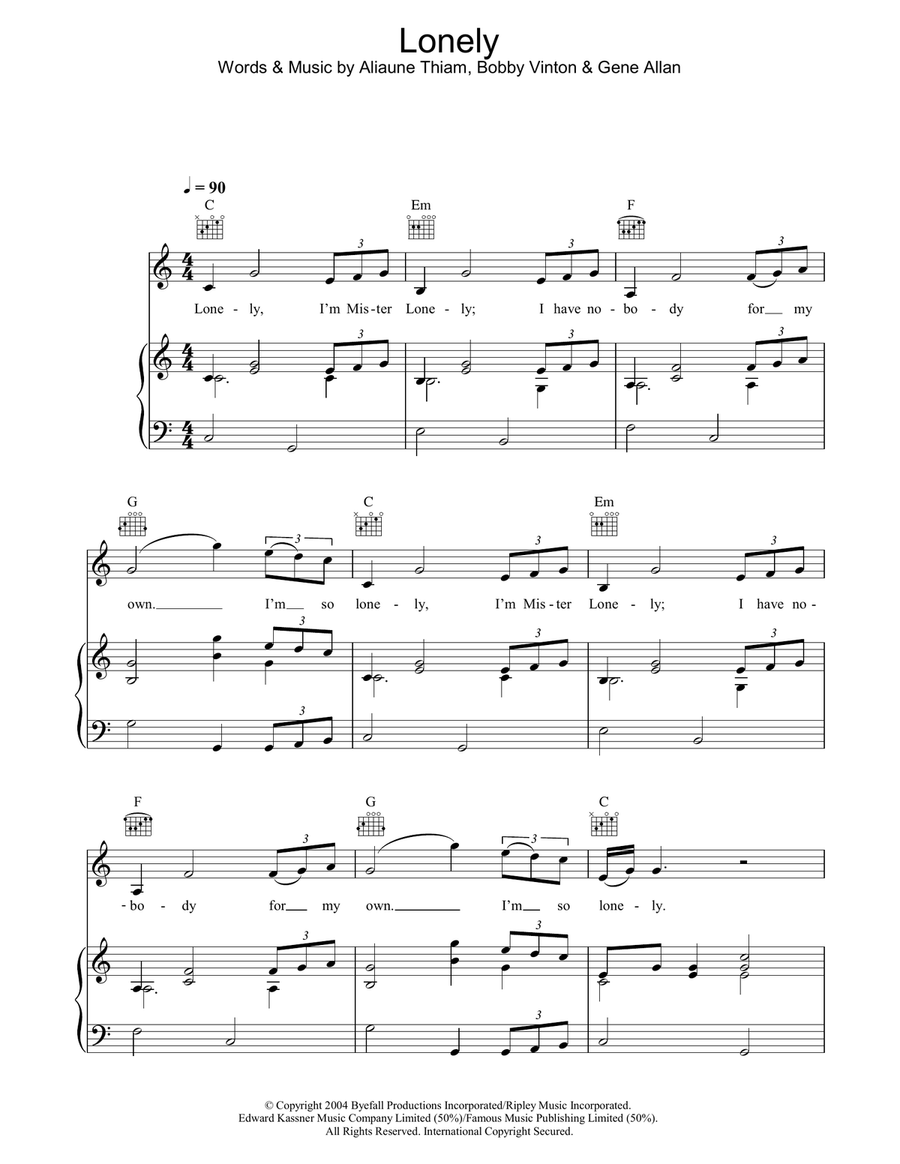 Lonely Piano, Vocal, Guitar scores gallery preview page 1