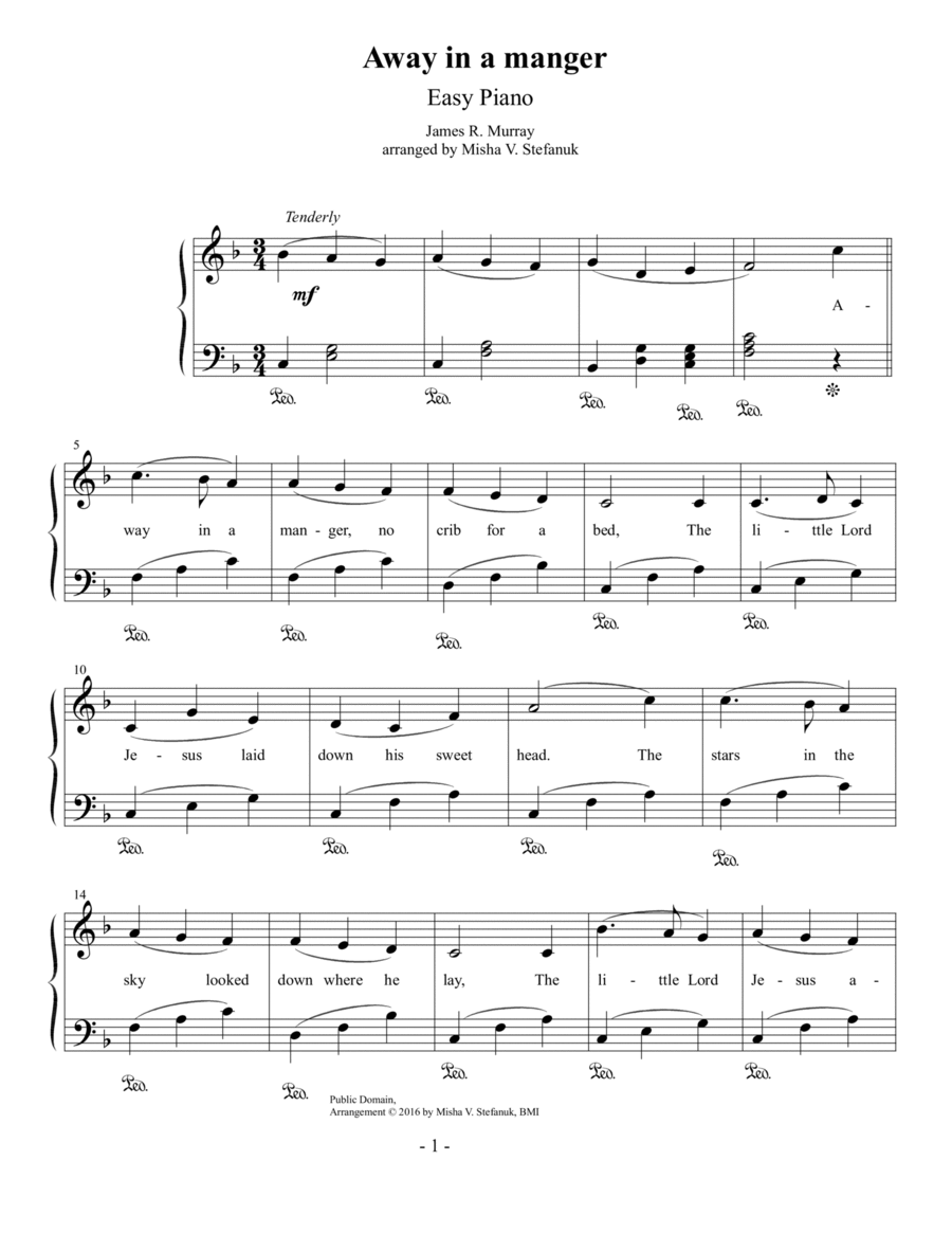 Away in a manger, Easy Piano Voice scores gallery preview page 1