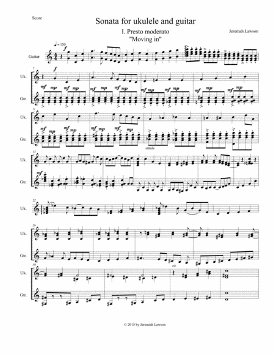 Sonata for ukulele and guitar Classical Guitar scores gallery preview page 1
