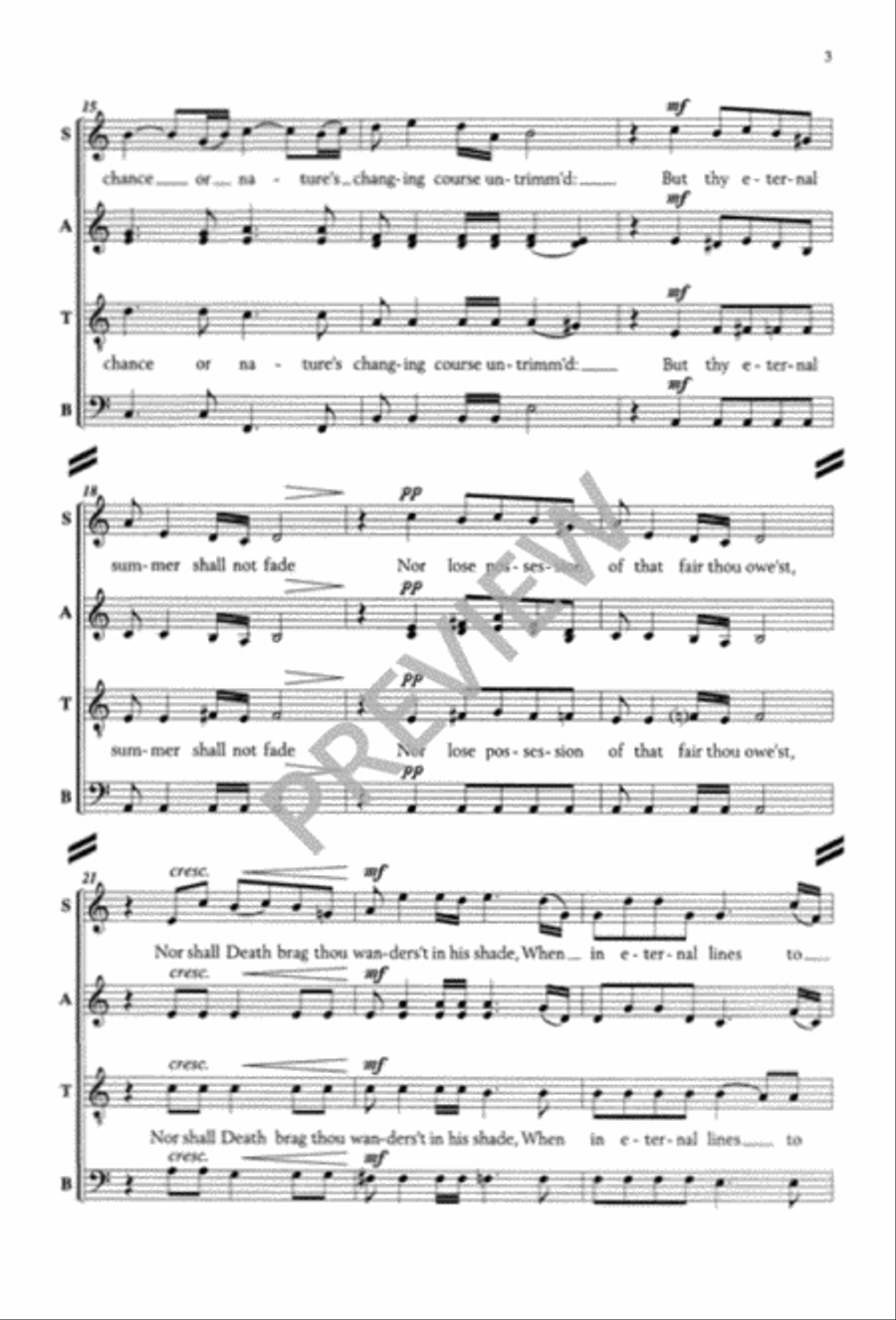 Shall I Compare Thee to a Summer's Day 4-Part scores gallery preview page 5