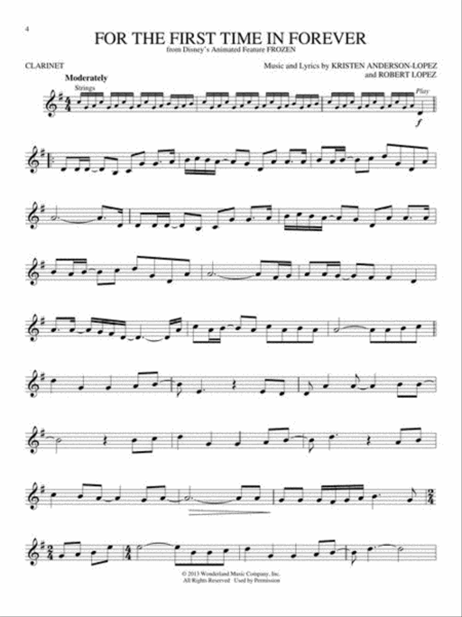 Songs from Frozen, Tangled and Enchanted Clarinet Solo scores gallery preview page 5