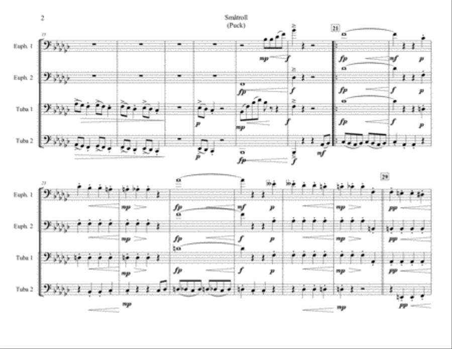 Småtroll (Puck) From Grieg's Lyric Pieces for Tuba-Euphonium Quartet Brass Ensemble scores gallery preview page 2