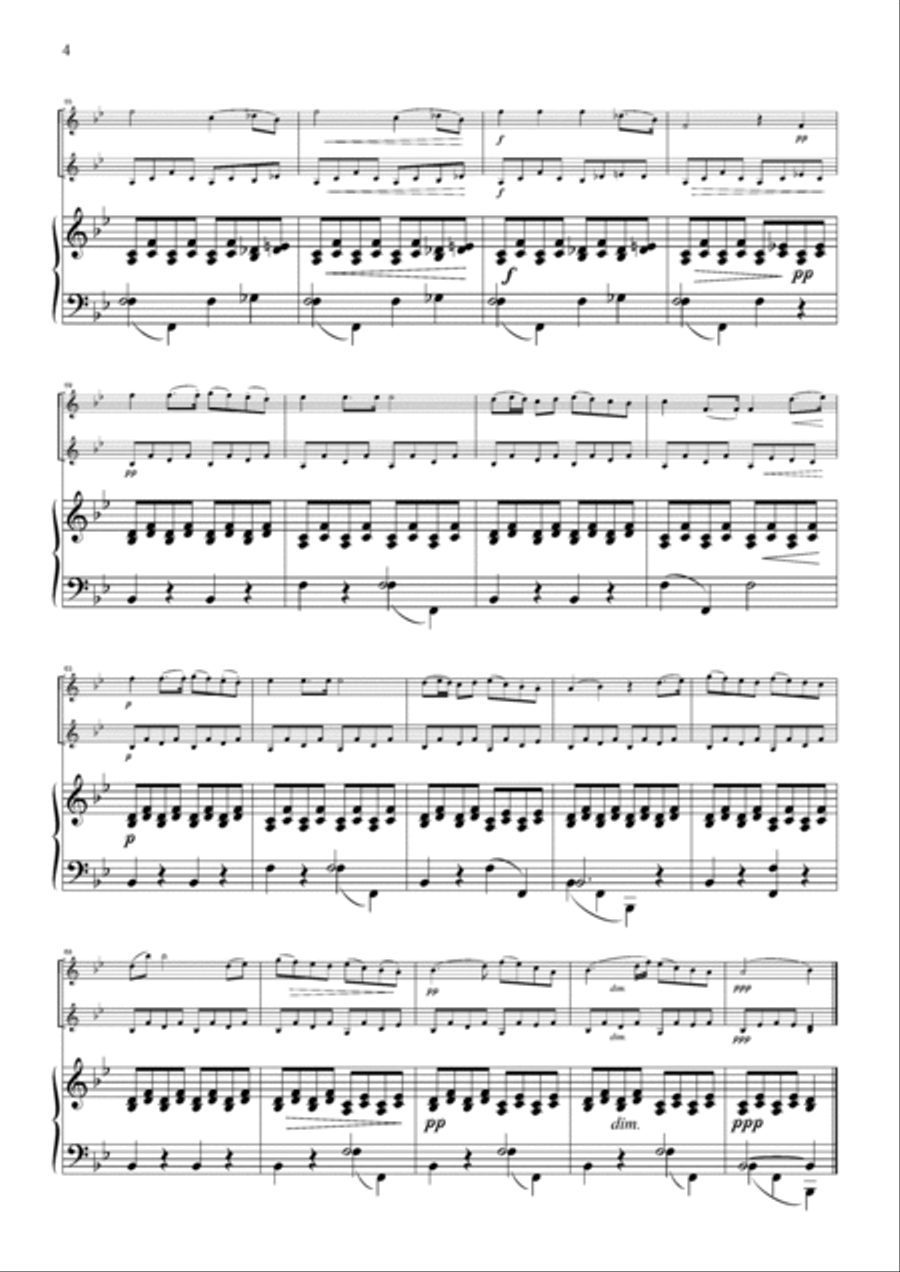 Haydn Serenade (String Quartet No.17, 2nd mvt.), for 2 Violins & Piano, VN213 Piano Trio scores gallery preview page 4