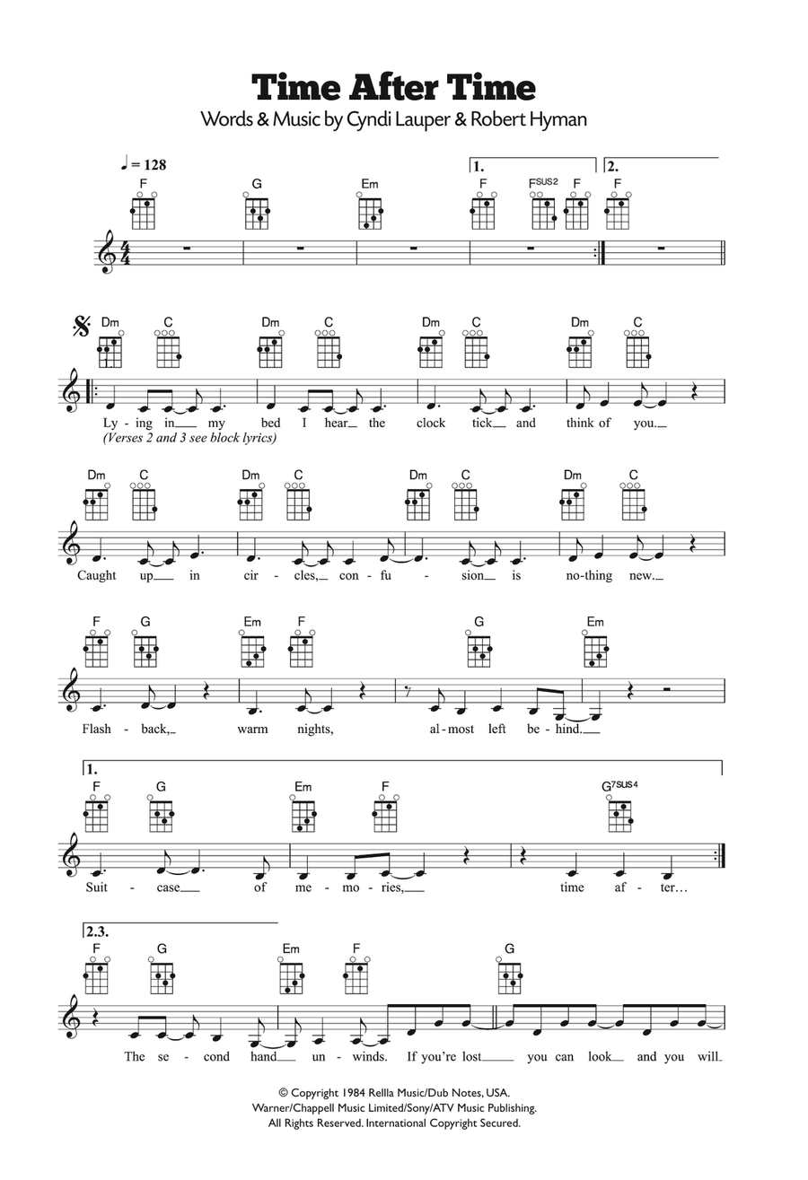 Time After Time Ukulele scores gallery preview page 1