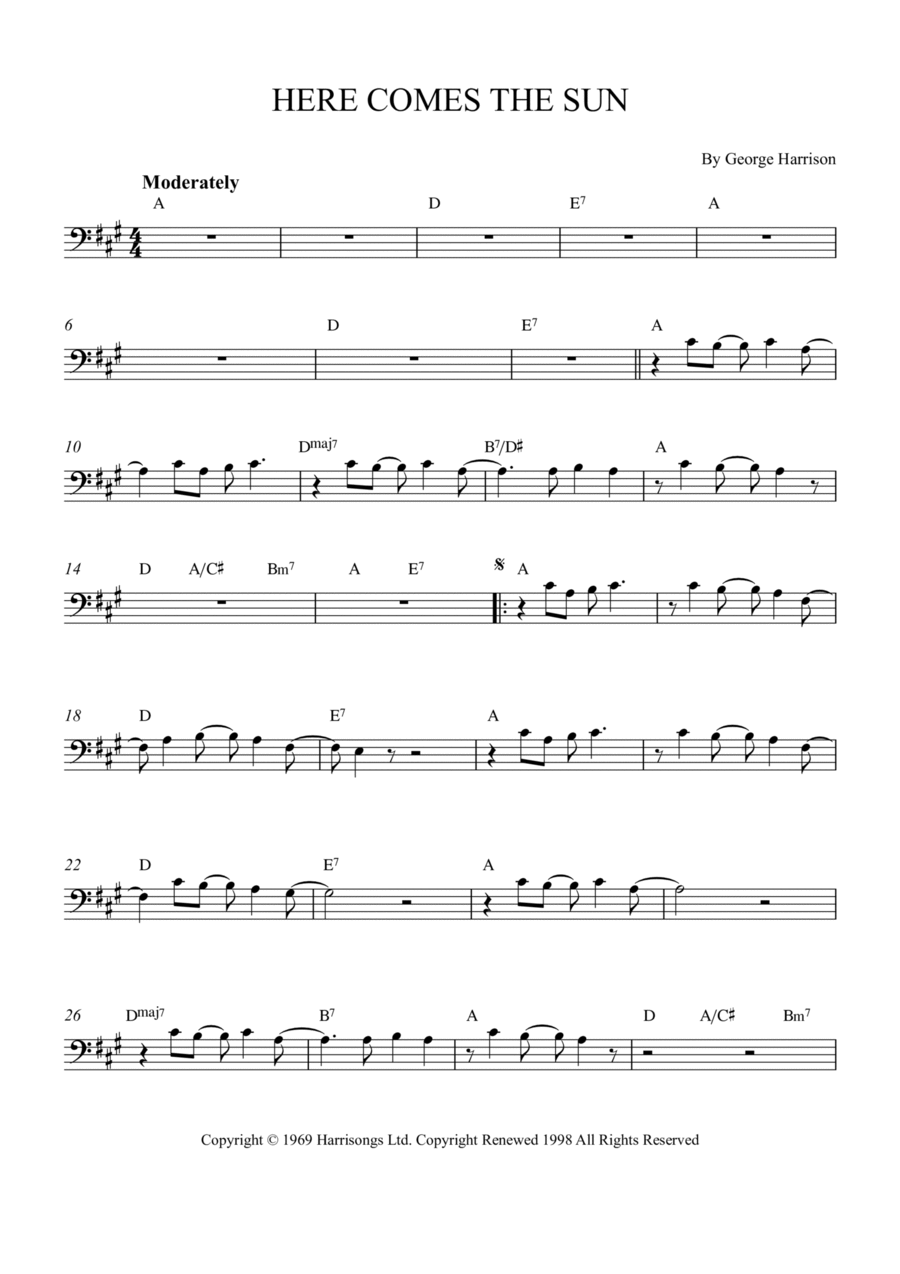 Here Comes The Sun Bassoon Solo scores gallery preview page 1