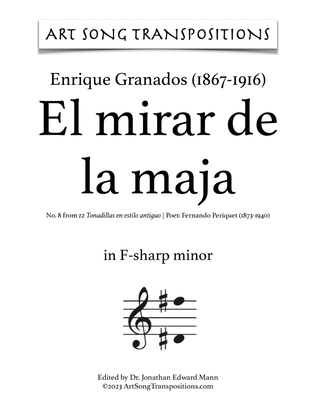 Book cover for GRANADOS: El mirar de la maja (transposed to F-sharp minor and F minor)