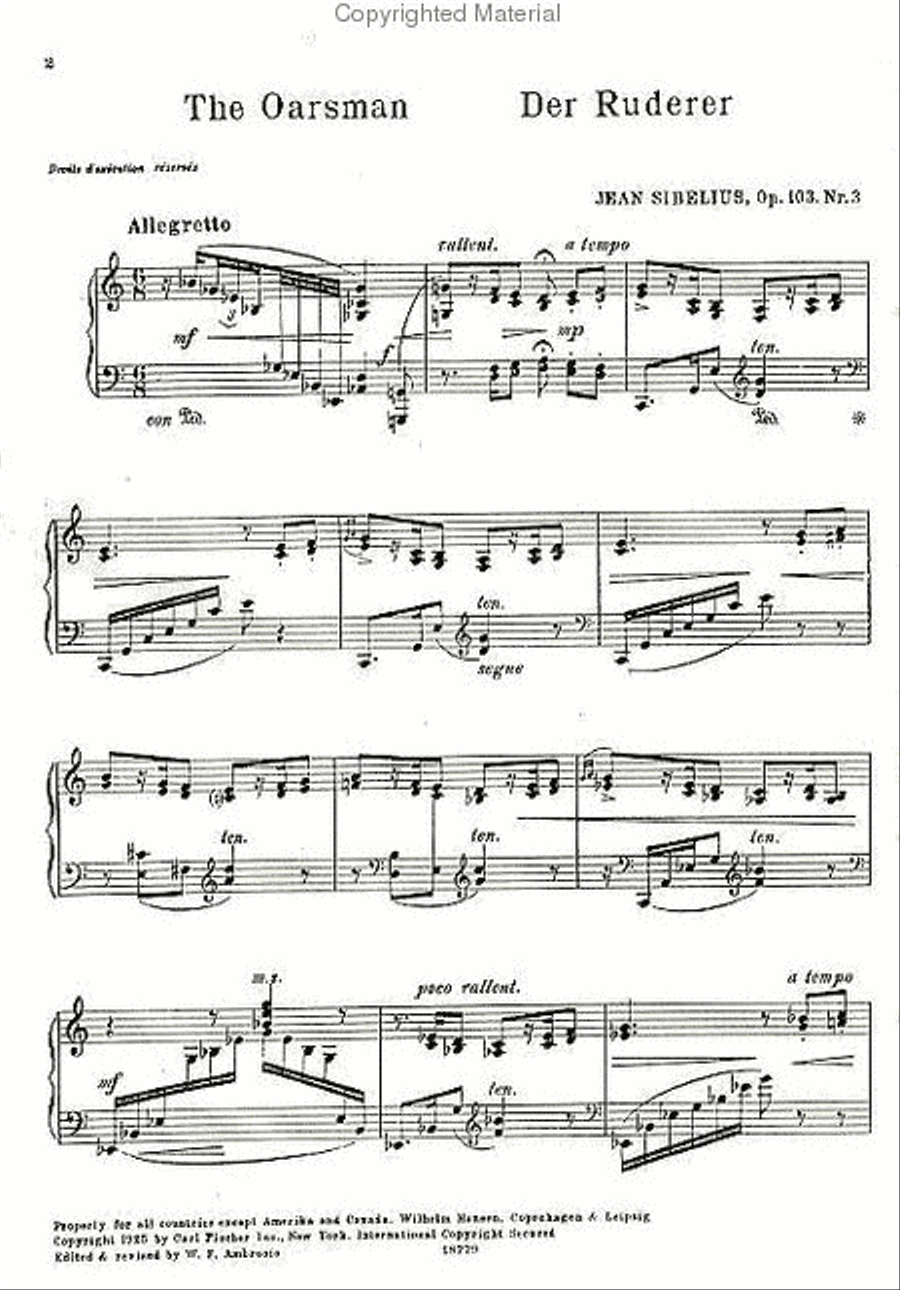 Jean Sibelius: Five Characteristic Impressions Op.103 No.3 - The Oarsman Piano Solo scores gallery preview page 2