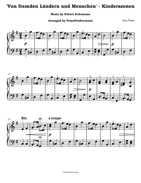 'Von fremden Ländern und Menschen' from Kinderszenen - Schumann (Easy Piano) image number null