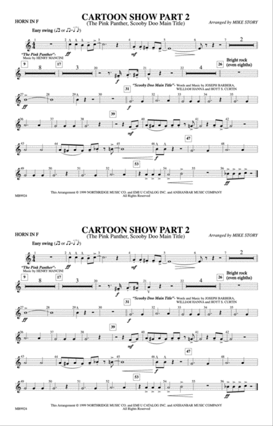 Cartoon Show, Part 2: 1st F Horn Marching Band scores gallery preview page 1