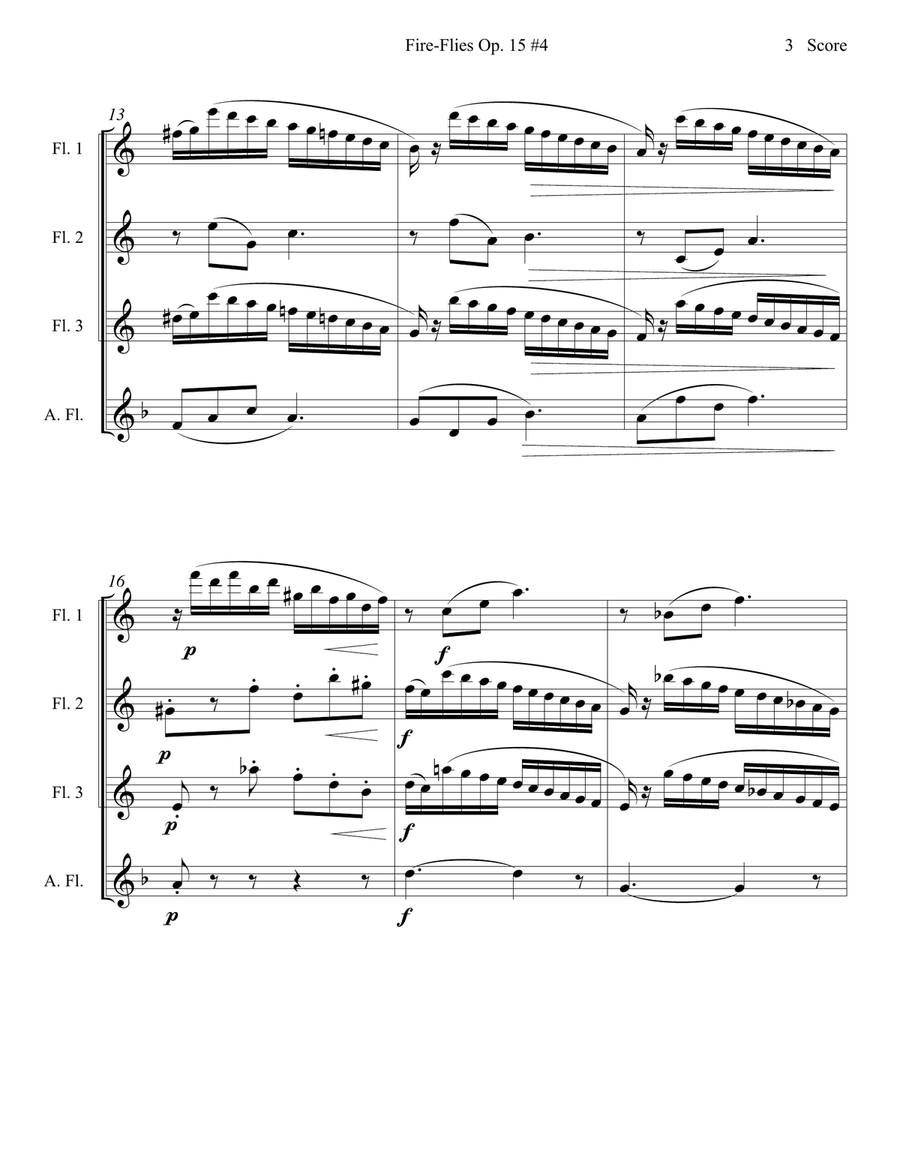 Amy Beach - Fire Flies - set for Flute Quartet Flute Quartet scores gallery preview page 4