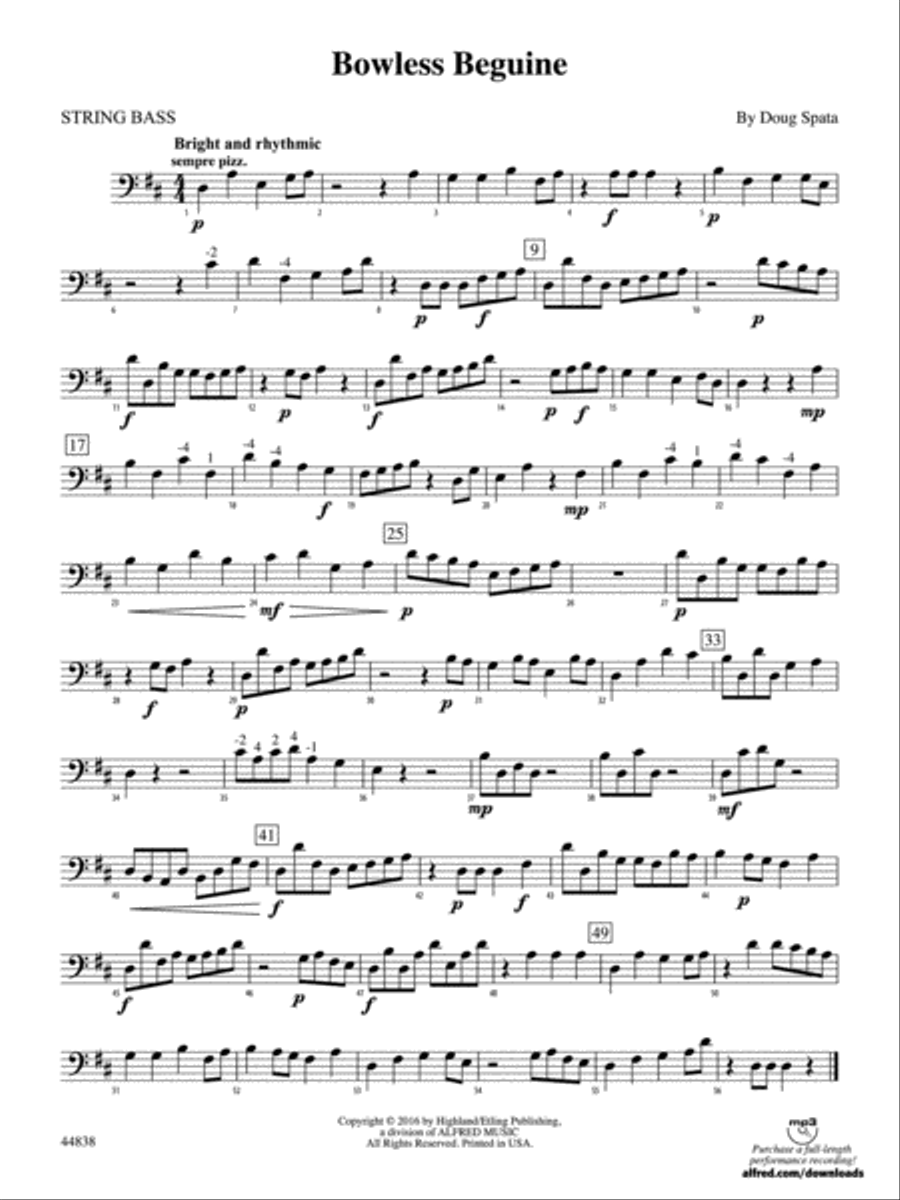 Bowless Beguine: String Bass String Orchestra scores gallery preview page 1