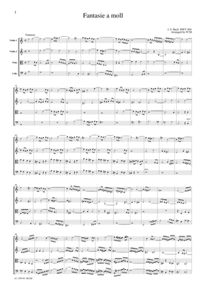 J.S.Bach Fantasie in a moll, BWV904, for string quartet, CB206