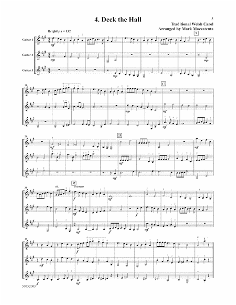 Ten Christmas Trios for Intermediate Guitarists Guitar Ensemble scores gallery preview page 5