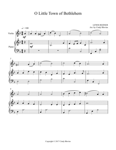 O Little Town of Bethlehem, for Piano and Violin image number null