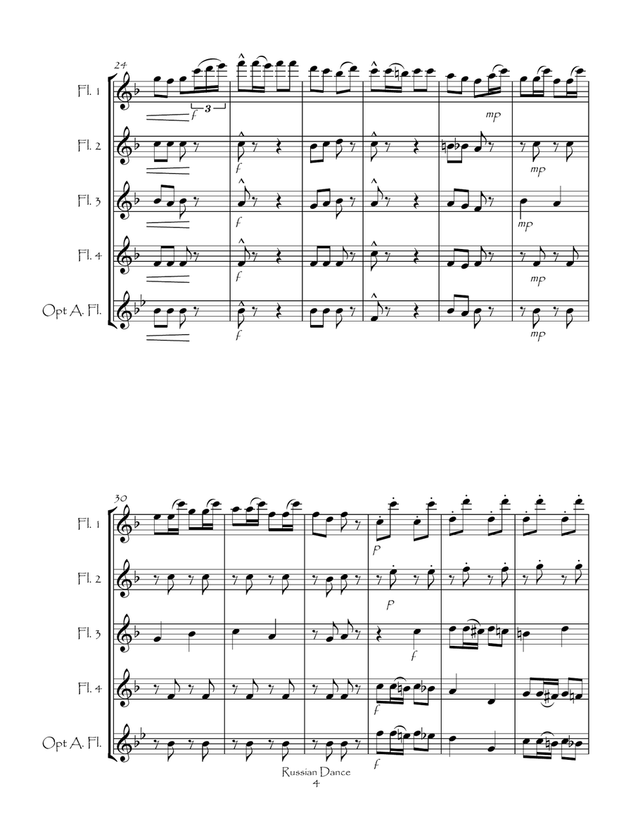 Russian Dance from the Nutcracker Suite for Flute Quartet Flute Quartet scores gallery preview page 5